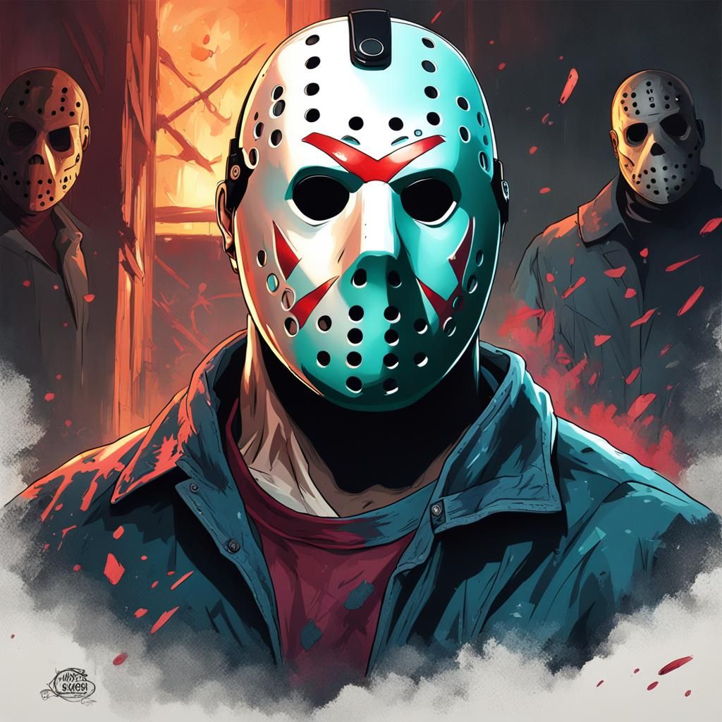 Jason Voorhees Portrait in Hyperdetailed Style