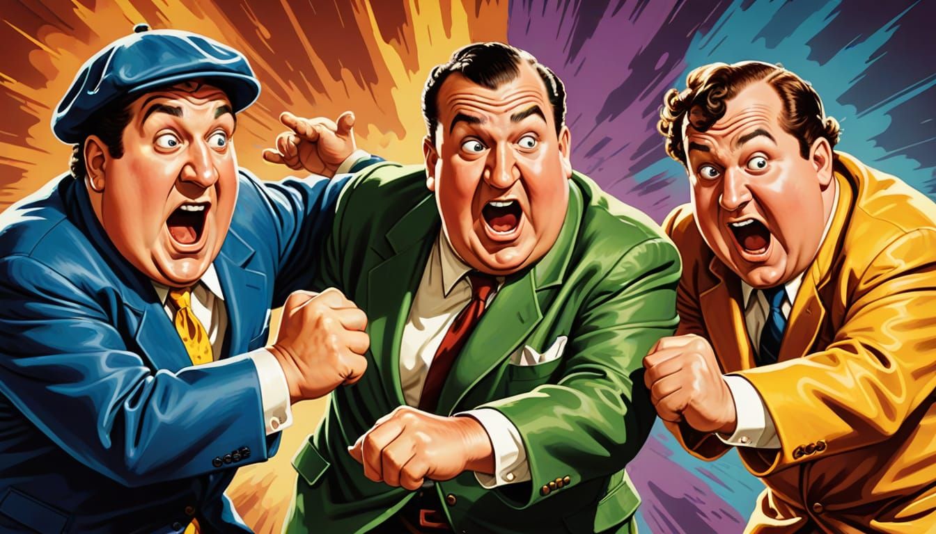 The Three Stooges and Abbot & Costello Slapstick Fight