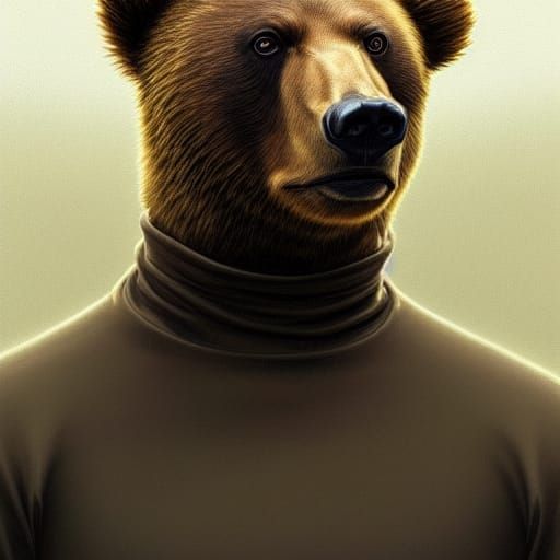 Bear in Turtleneck: Hyperdetailed Digital Portrait