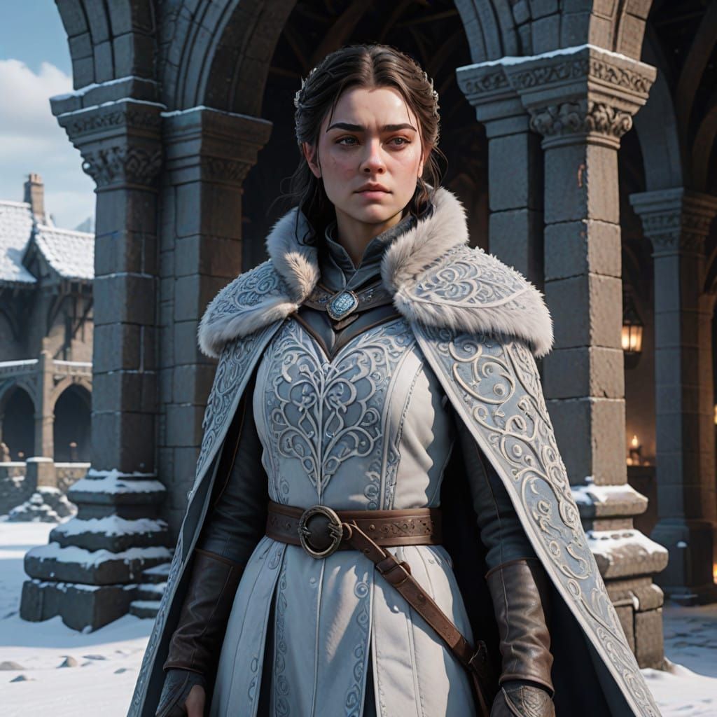 Majestic Winterfell Warrior in Anime-Inspired Attire