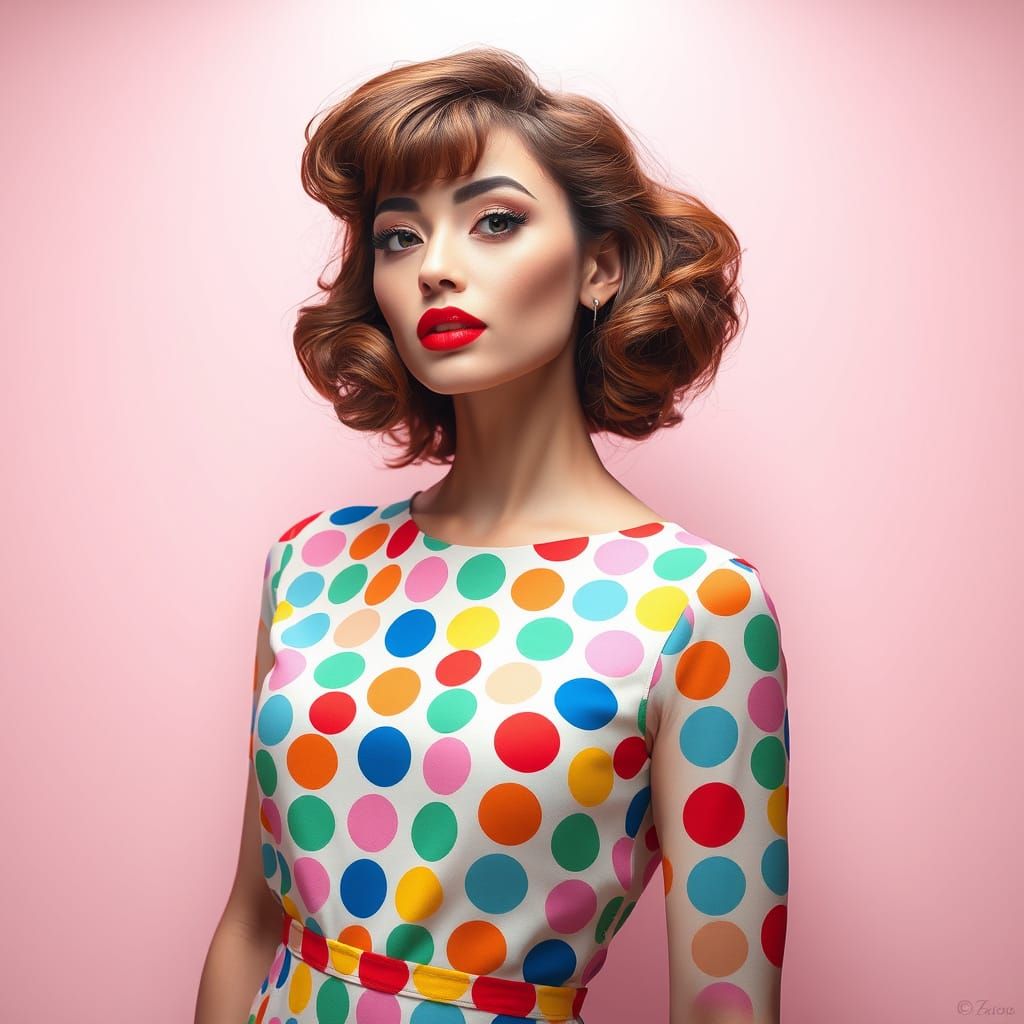 A retro dress covered in vibrant polka dots