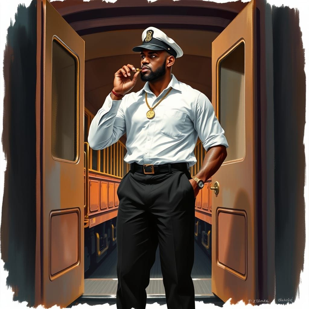 Lebron James as Vintage Train Conductor in Classic Attire