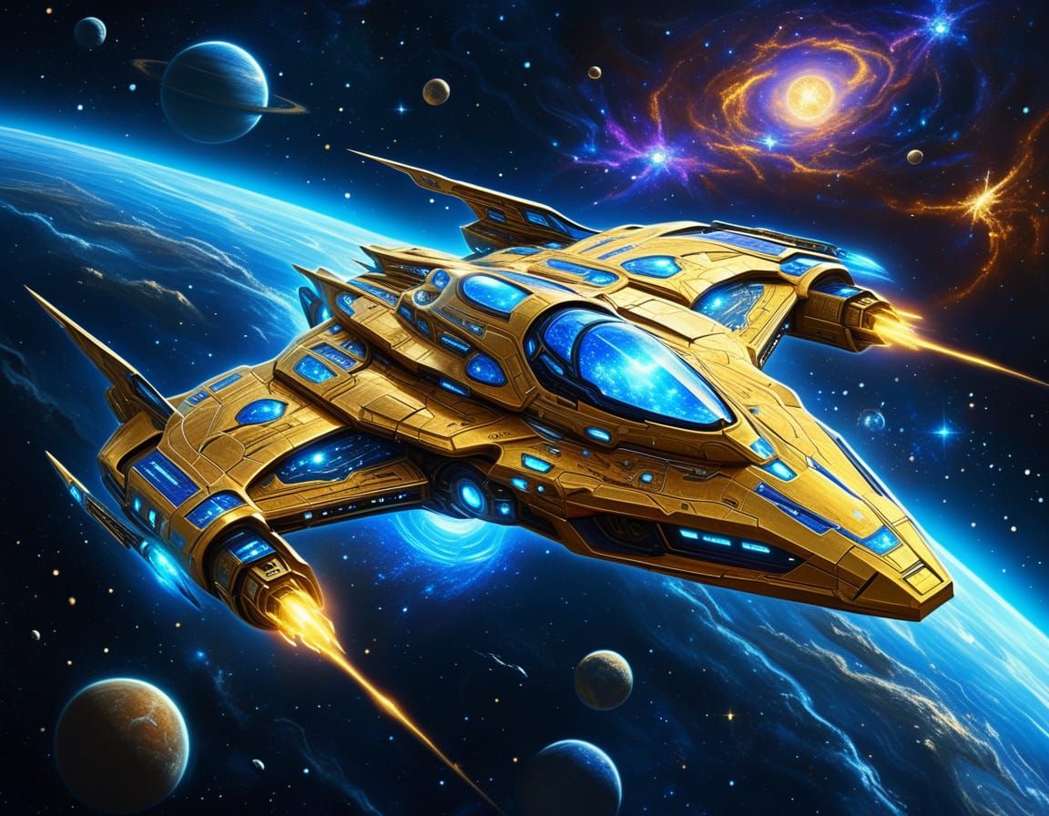 Majestic Protoss Carrier in Cosmic Nebula