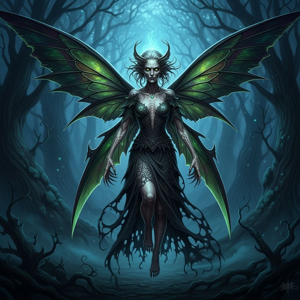 Death Fairy in Twilight Forest: Digital Art