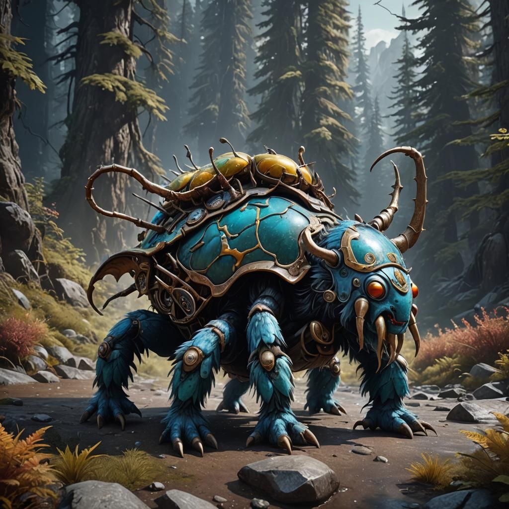 Yeti Beetle Hybrid Creature: Fantasy Concept Art