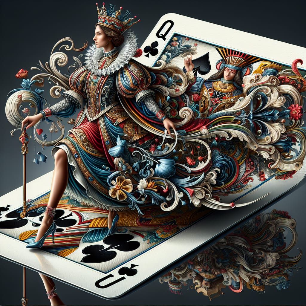 Queen of Clubs Digital Illustration