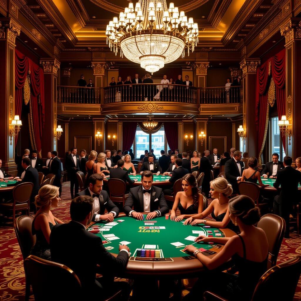 Opulent Casino Poker Game in Digital Render Style