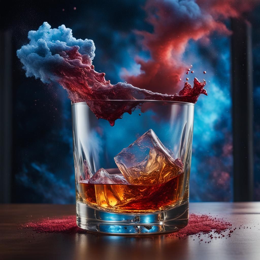 Blood Vodka in Crystal Tumbler with Nebula