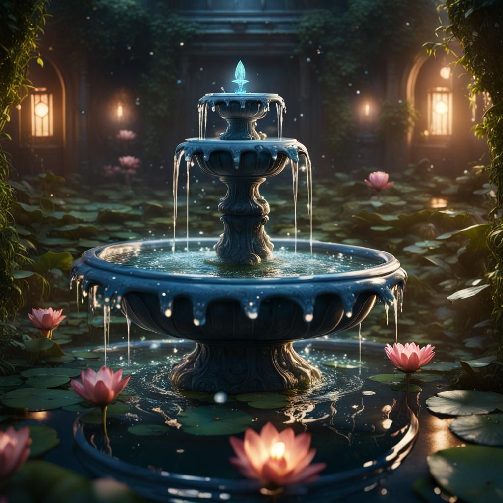 overgrown water fountain