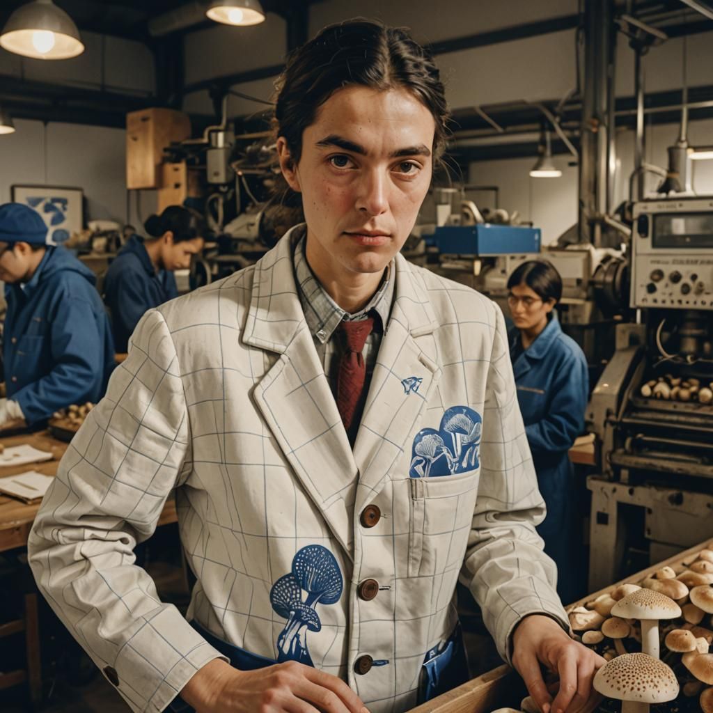 Activists Tending Mushrooms: Linocut Social Commentary