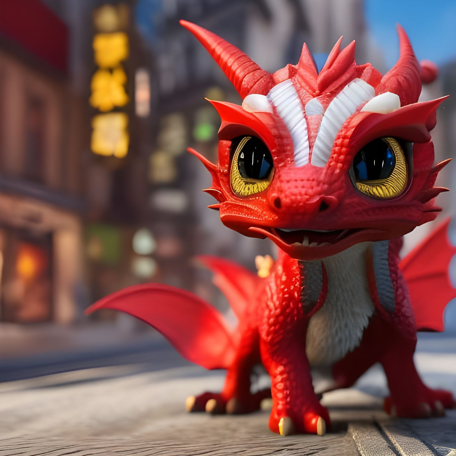 Adorable 3D Red Dragon in Alchemist Shop