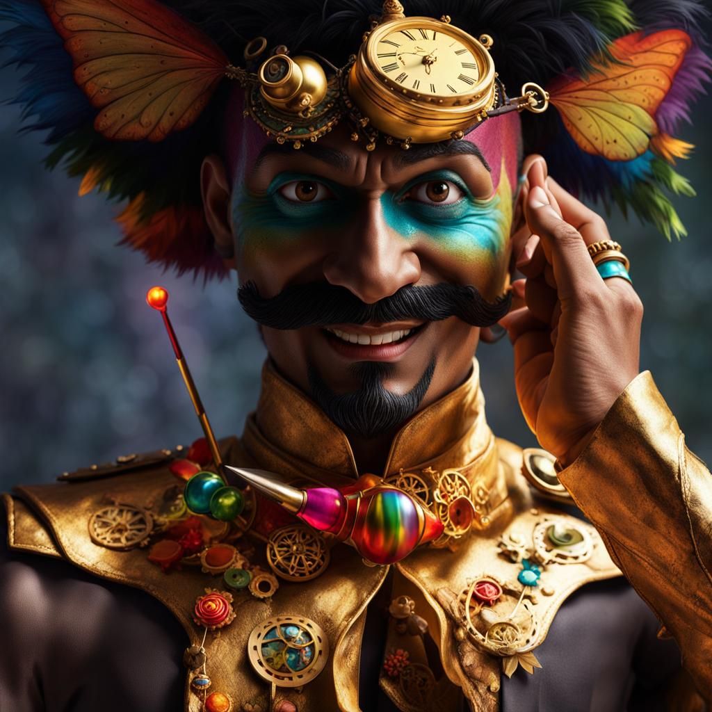 Steampunk Fairy Godfather's Enchanted Pond in Naïve Style