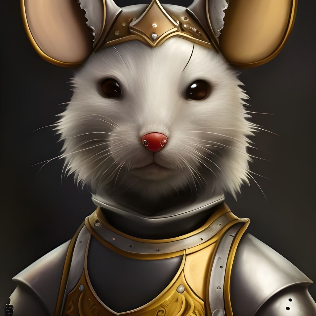 Adorable Mouse Knight Portrait in Hyperrealism Style