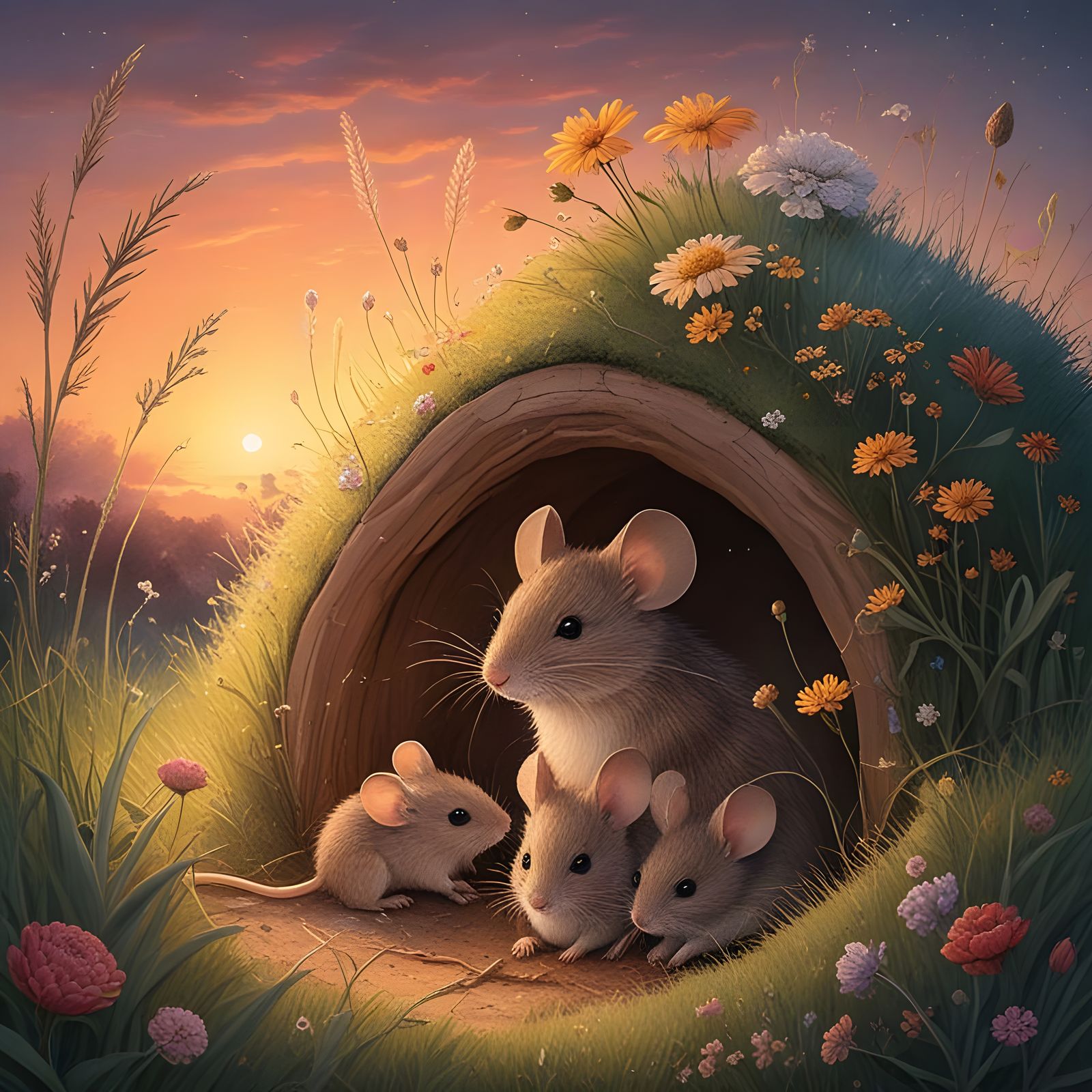 The Mouse family - Protective Mother