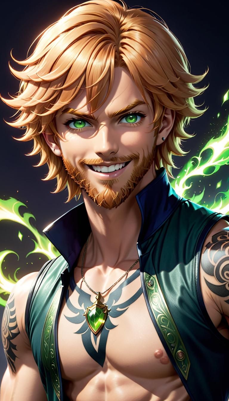 Anime Battle Mage with Strawberry Blonde Hair