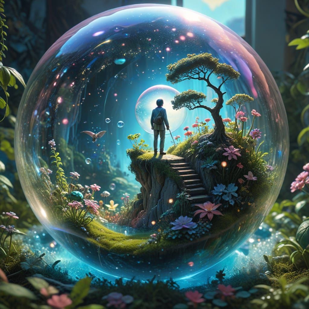 Celestial Being Watches Over Bubble World in Alex Ross Style