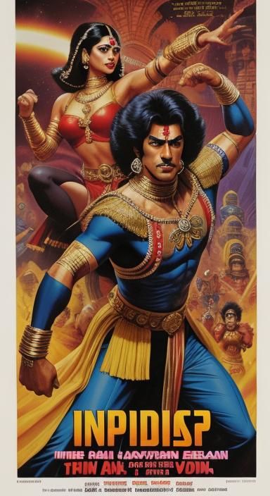 1970s Bollywood Comic Caper Movie Poster