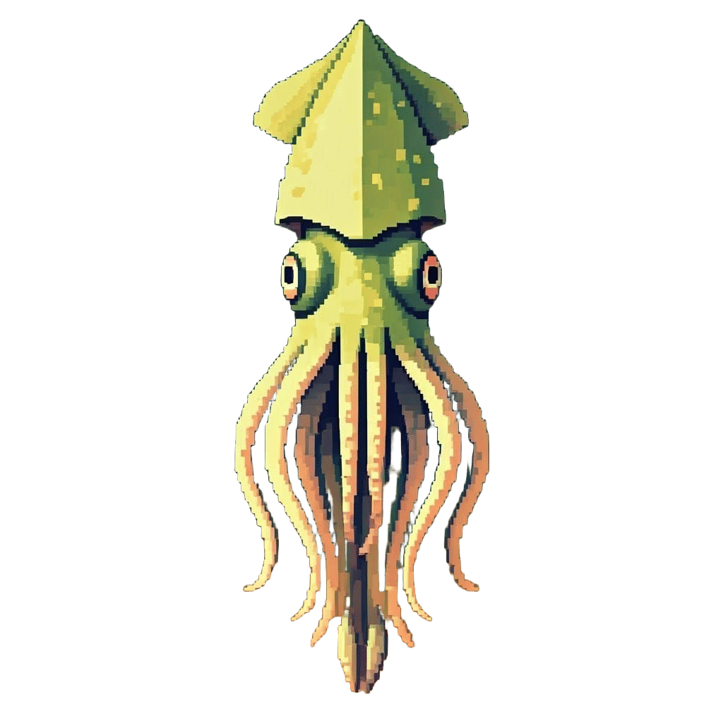 Pixel Art Colossal Squid in Retro Style