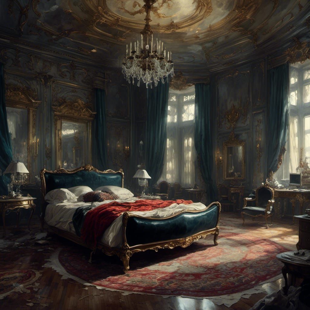 Sinister Dictator's Bedroom with Medical Equipment