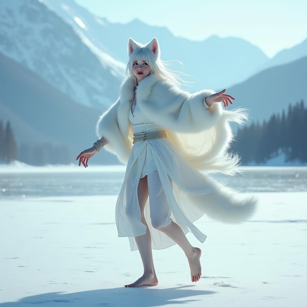 Ōkamimimi dances in the snow