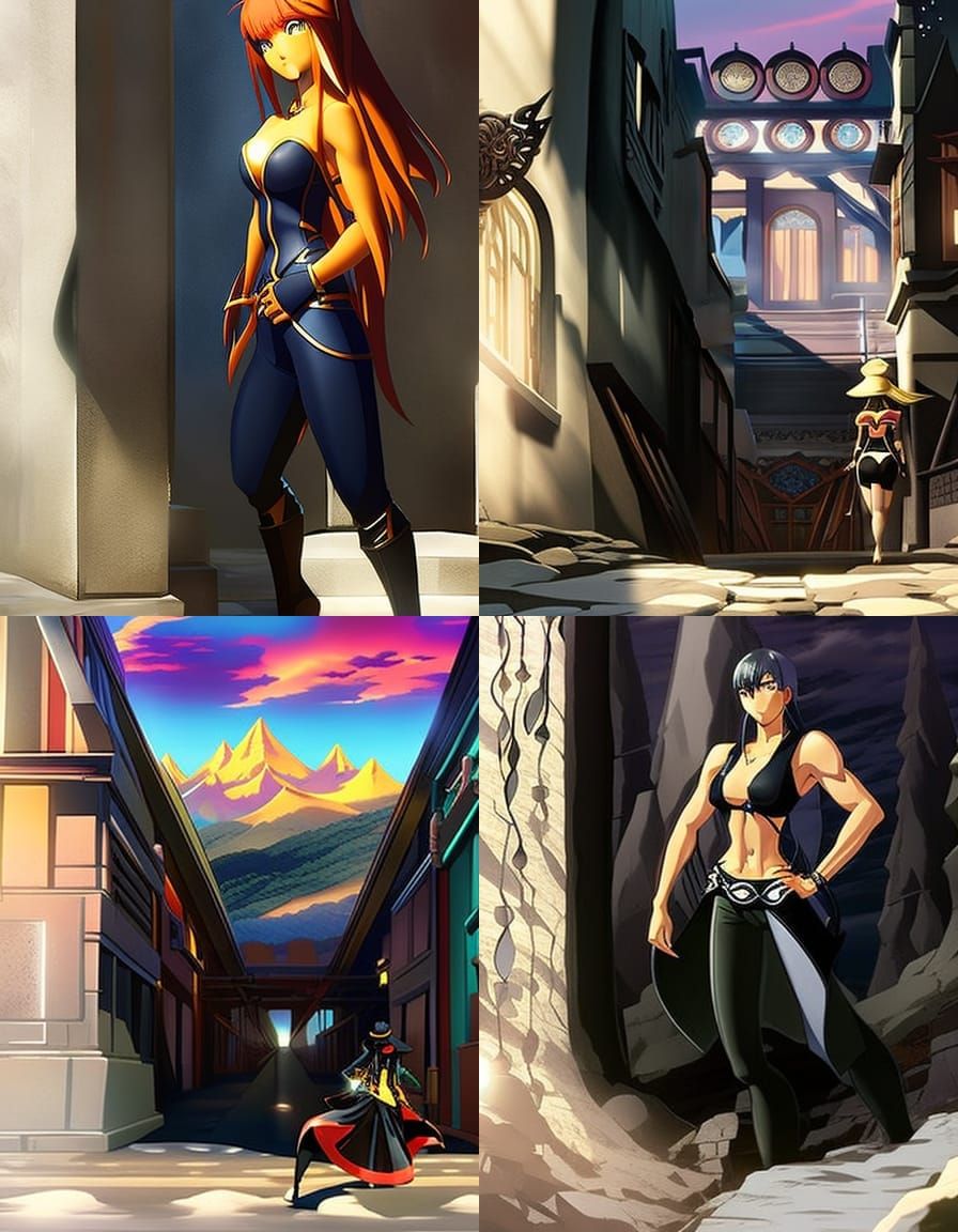 Anime Bodybuilder: Elegant Pose in Black Bikini