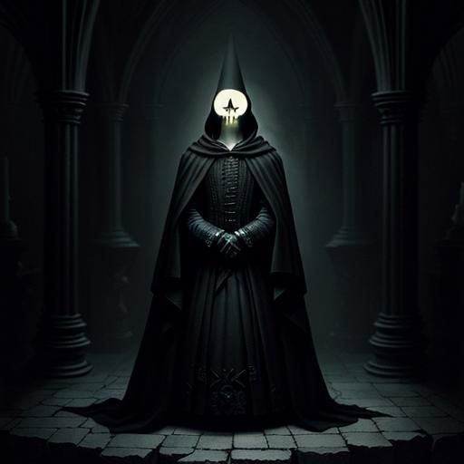 Pumpkin-Headed Figure in Gothic Dark Fantasy Style
