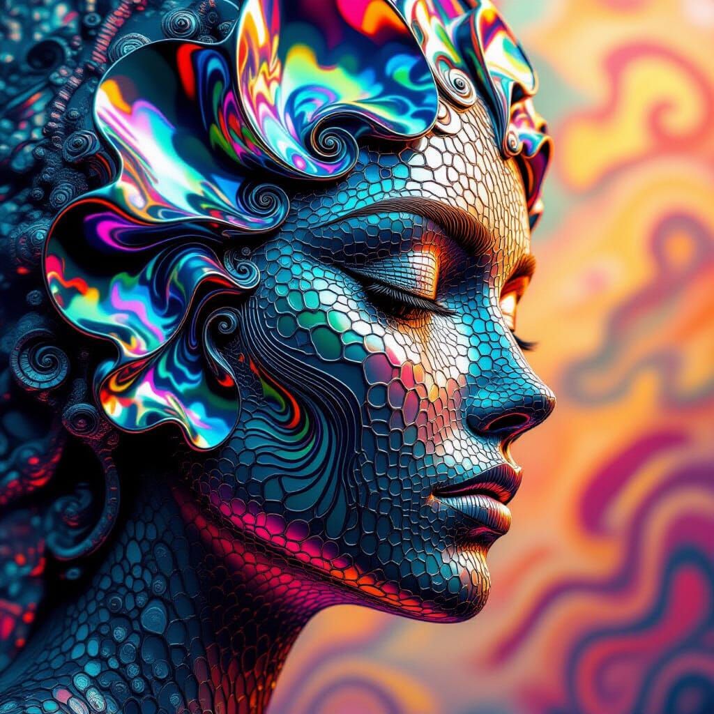 Hyperrealistic Paua Shell Design in Digital Art Style