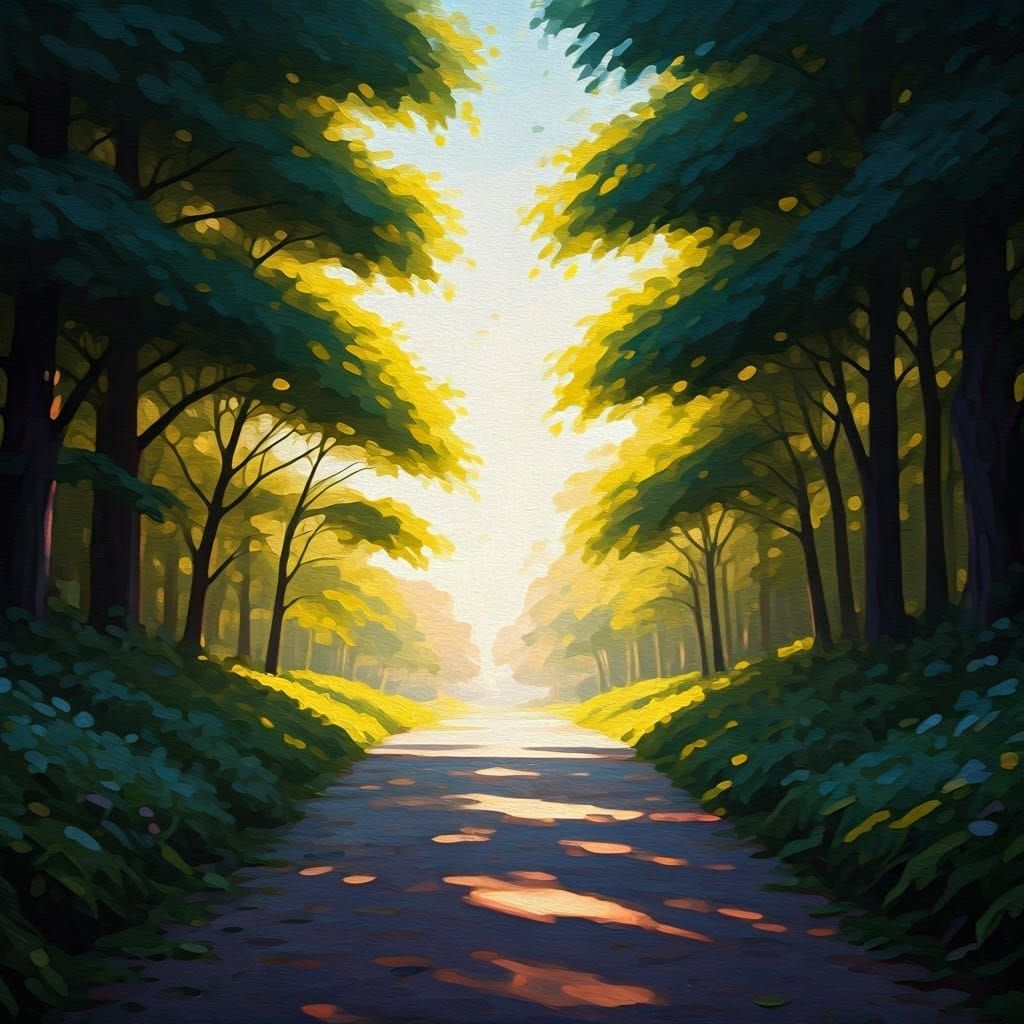 Ethereal Forest Landscape in Soft, Feathery Brushstrokes