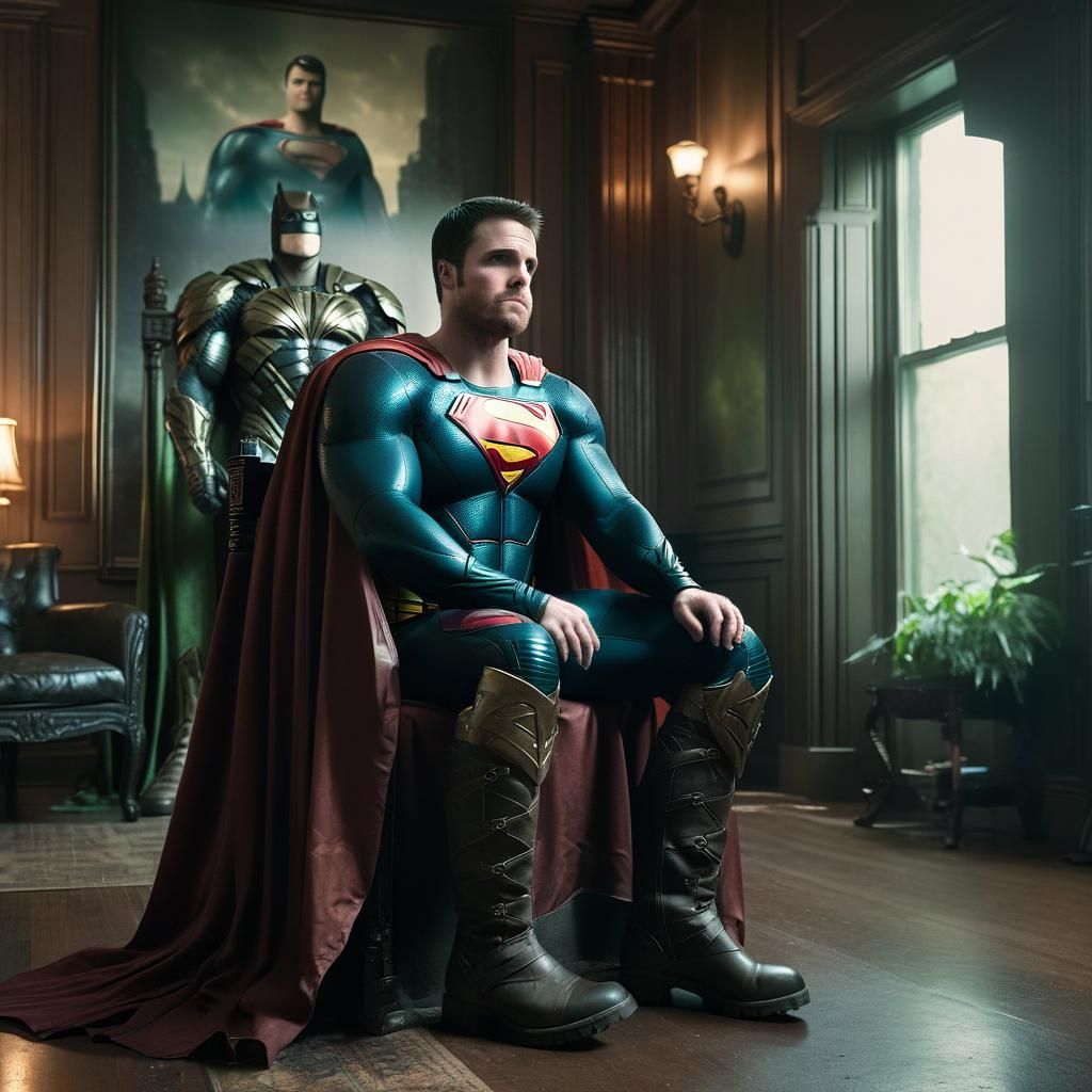 Superman in Armor on Throne, Digital Matte Painting