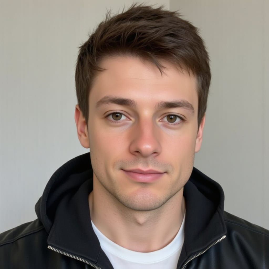 Handsome Man with Leather Jacket Portrait