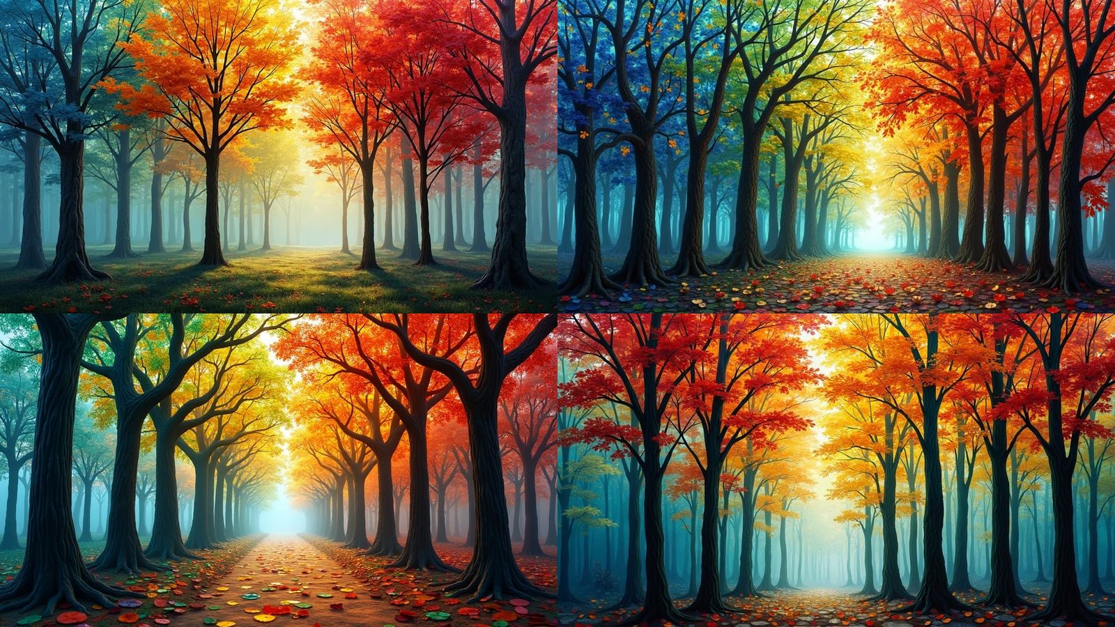 Colorful Stained Glass Forest in High Detail