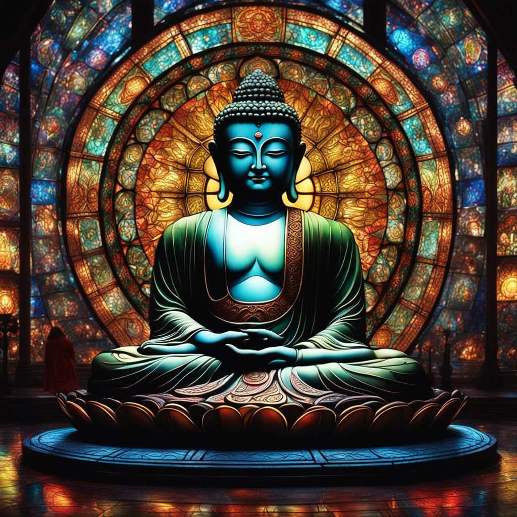 Stained Glass Buddha: Epic Digital Matte Painting