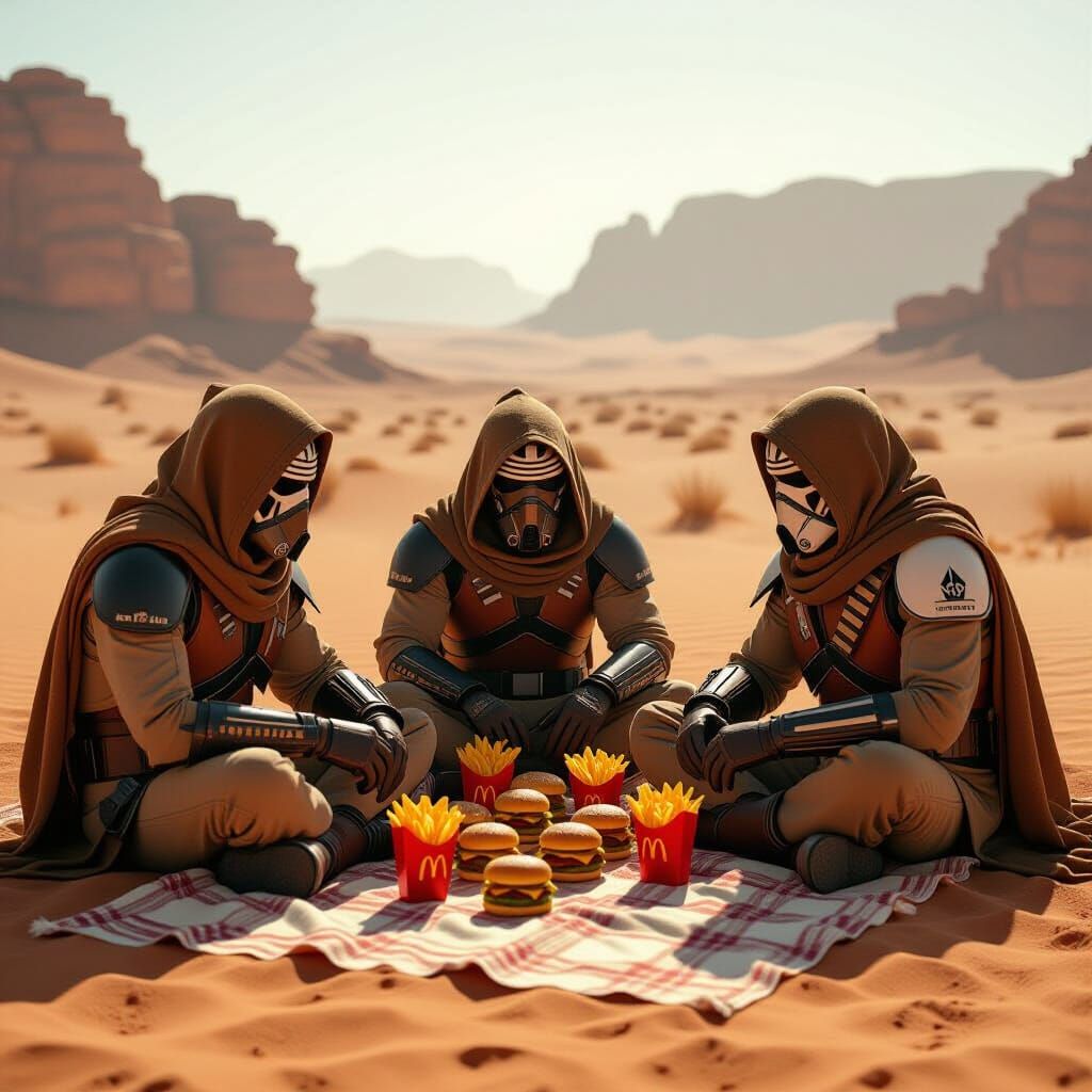 Star Wars Sand People Enjoying Fast Food Picnic