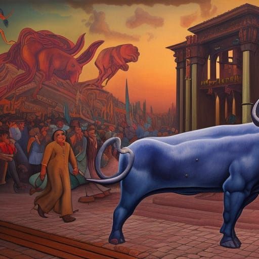 Europa and The Bull as a Detailed Matte Painting