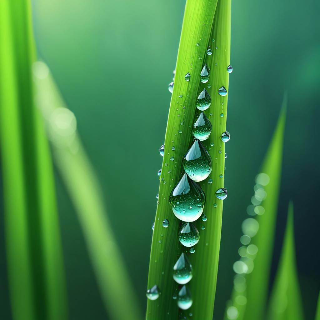 Macro photography up close dew drop on blade of grass