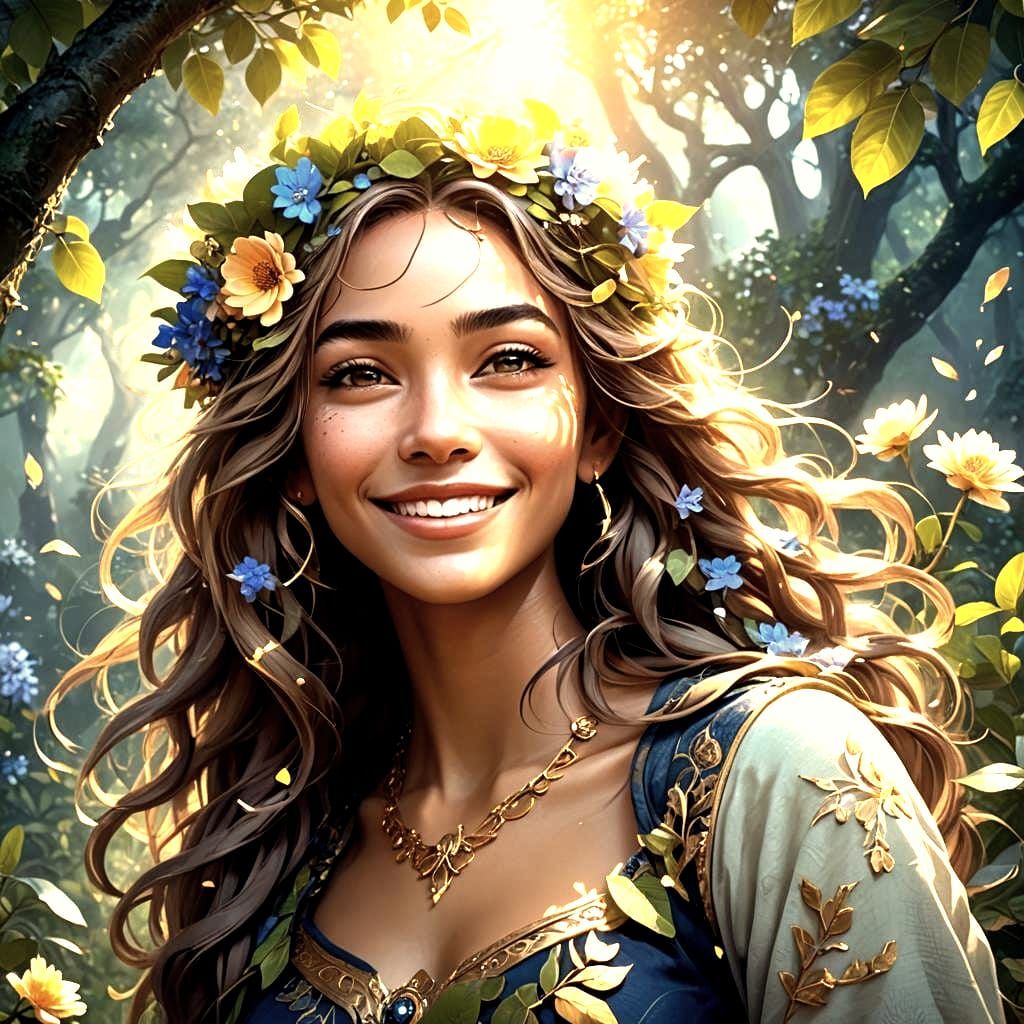 Smiling Girl in Detailed Fantasy Art