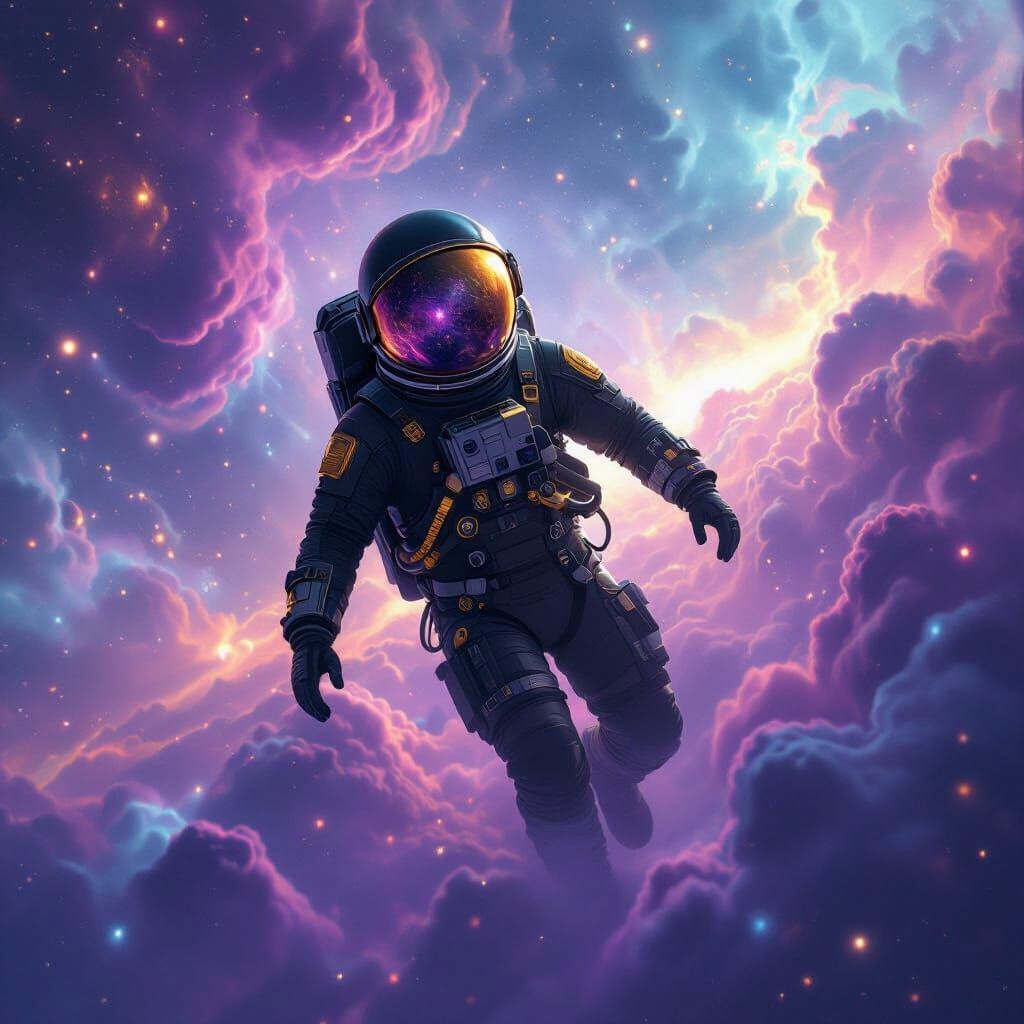 Astronaut in Nebula: A Digital Painting