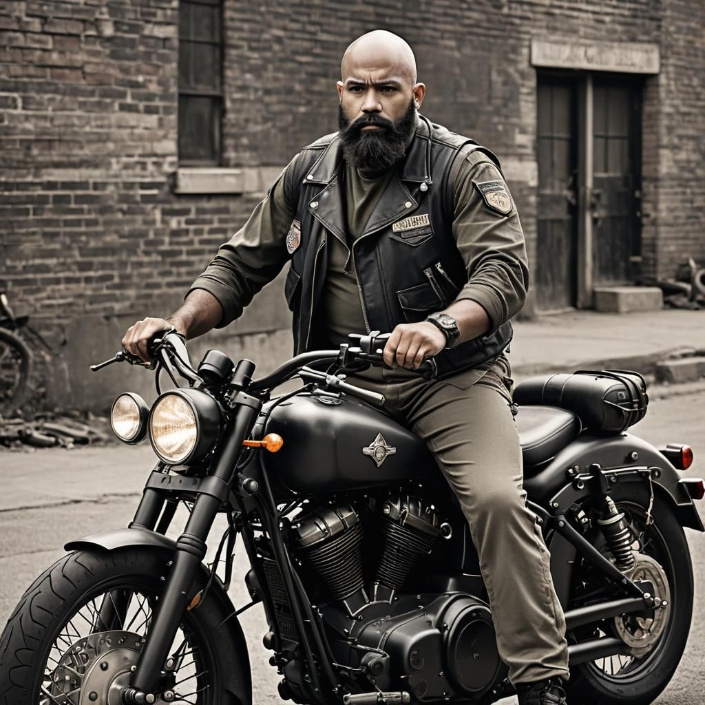 Navy Engineer with Harley Davidson Motorcycle