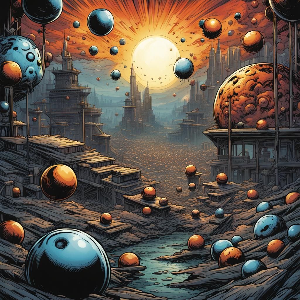 Stylized Spheres in Comic Book Art Style