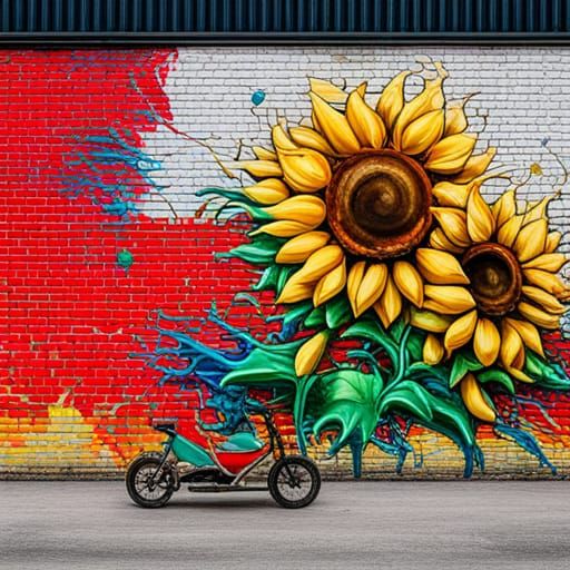 Neon Graffiti Art with Sunflowers and Slime