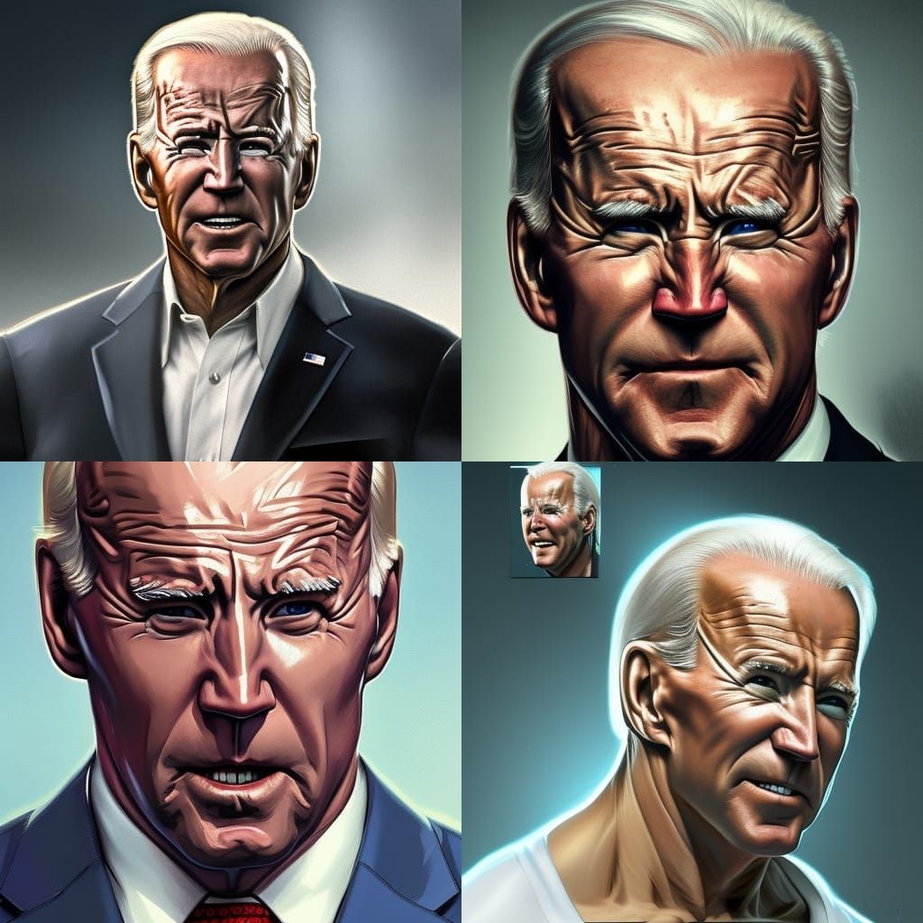 Bodybuilder Joe Biden Portrait in Hyperdetailed Style