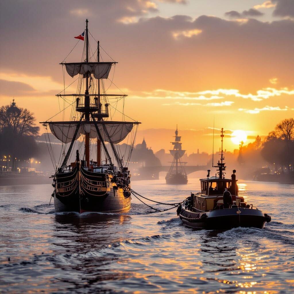 The Fighting Temeraire: Golden Hour on the Thames