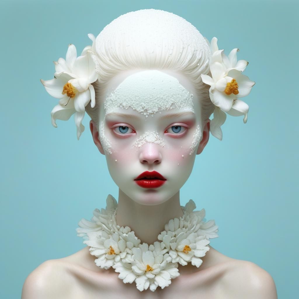 Surreal Face in Foam Fashion: Digital Art