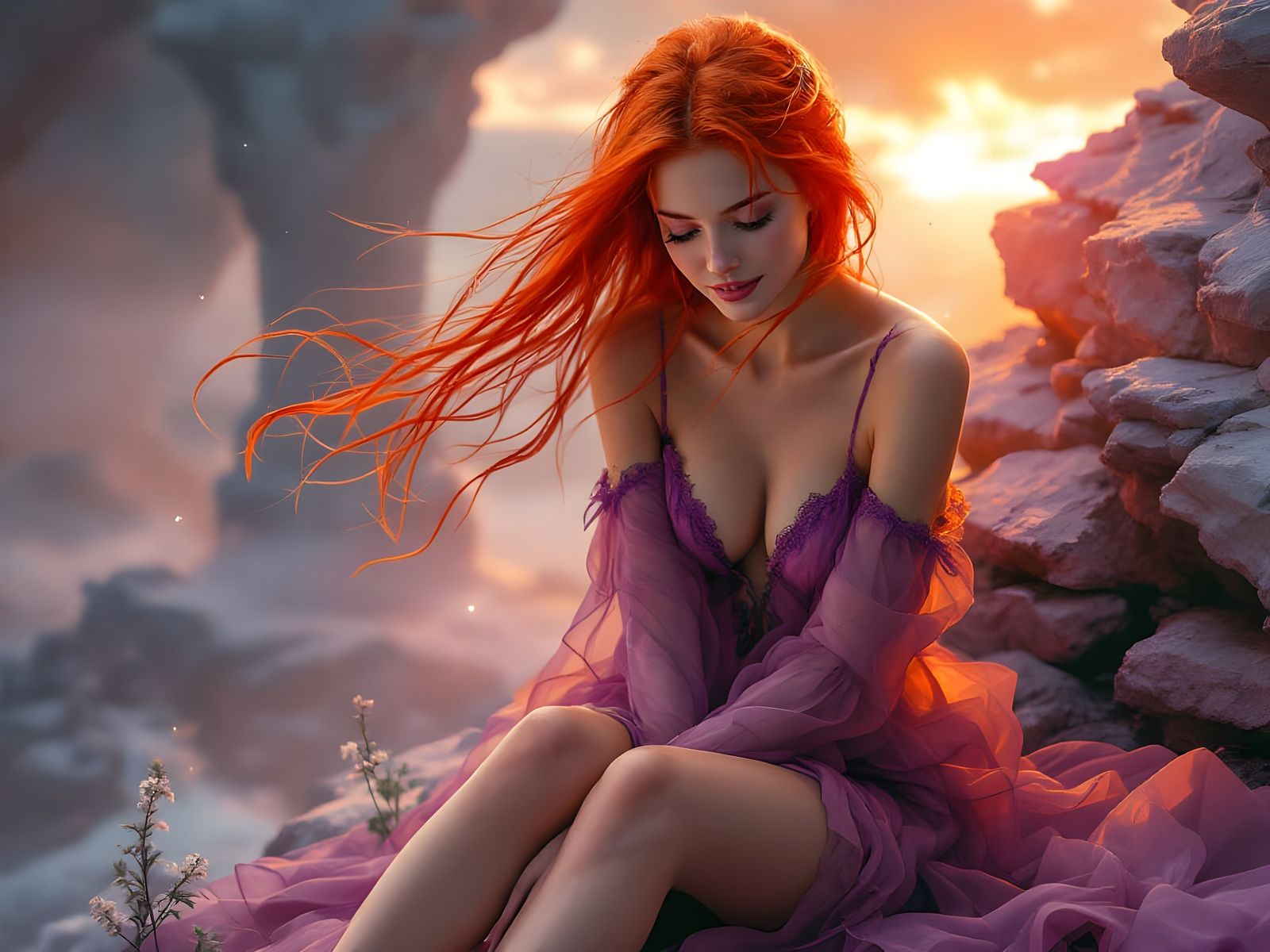 Norse Sun Goddess in Ethereal Fantasy Scene