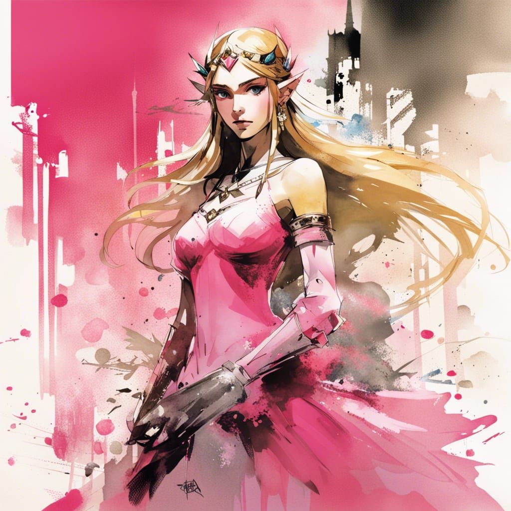 Princess Zelda Splash Art in Manga Style