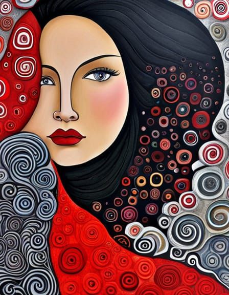 Latina Woman Portrait in Mixed-Media Collage Style