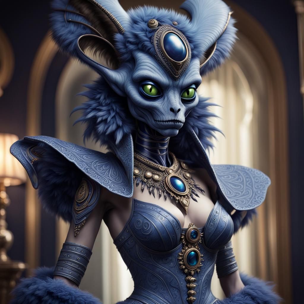 Detailed Furry Alien in Fancy Dress