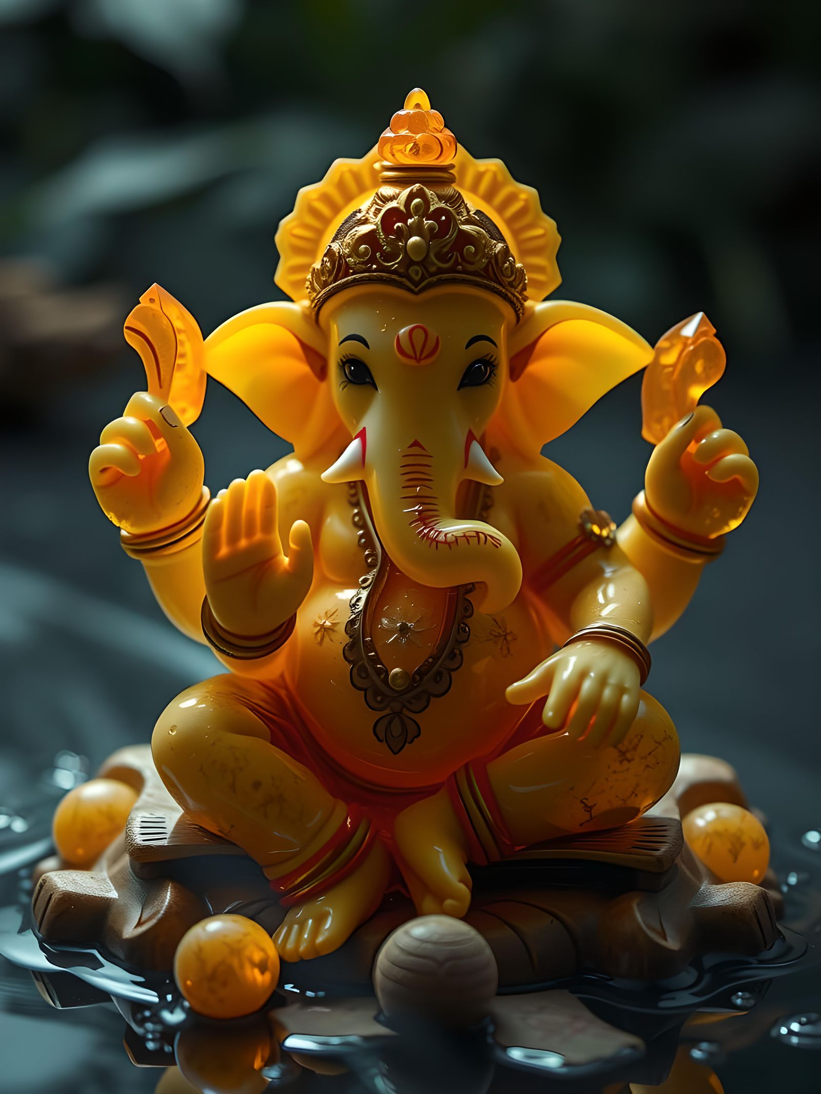Adorable Jade Ganesha in Detailed 3D Art