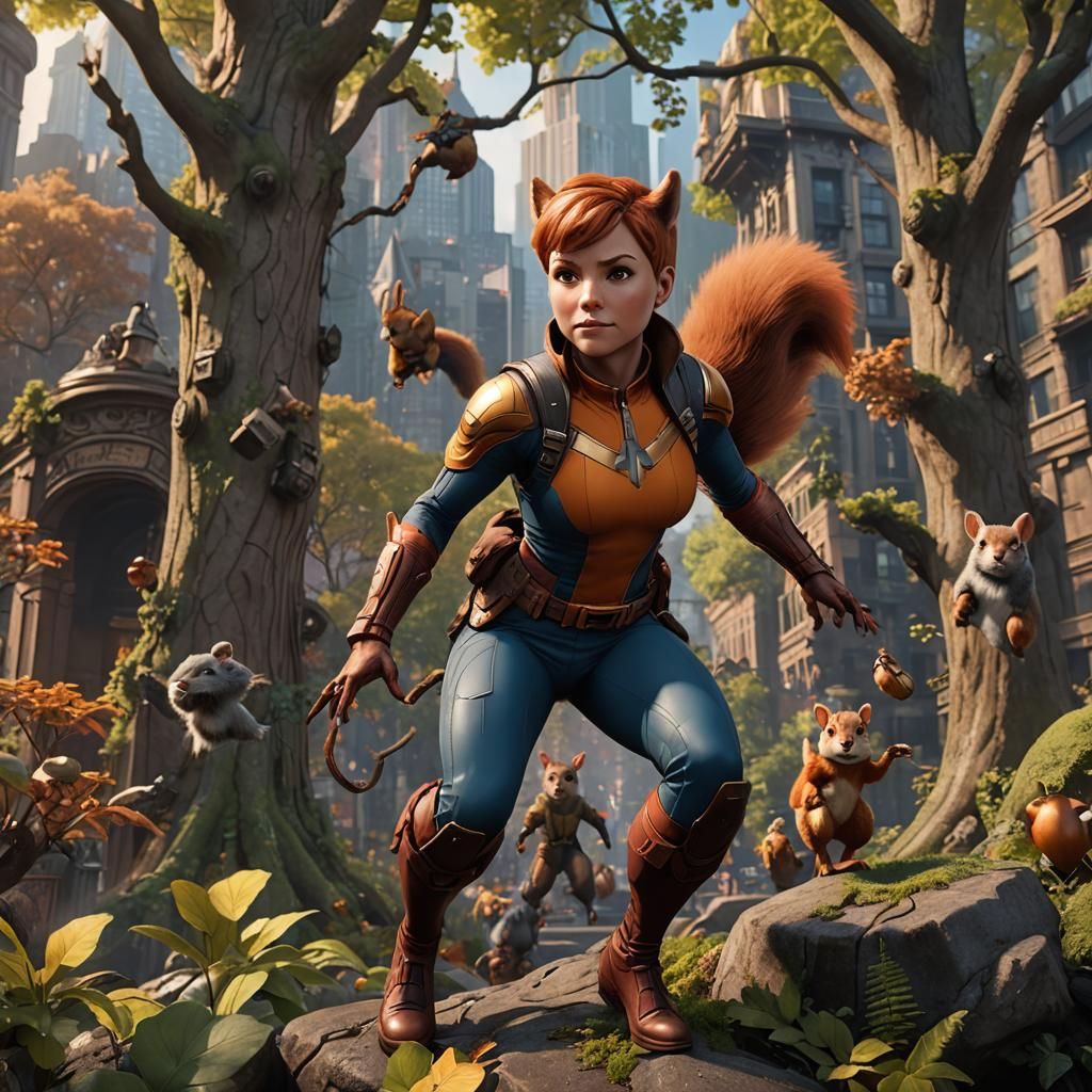 Squirrel Girl Fantasy Concept Art in 8K