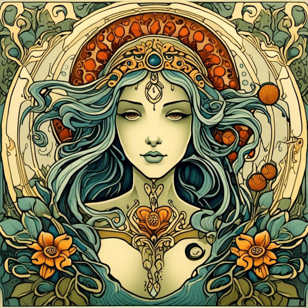 Swamp Thing as Art Nouveau Block Print